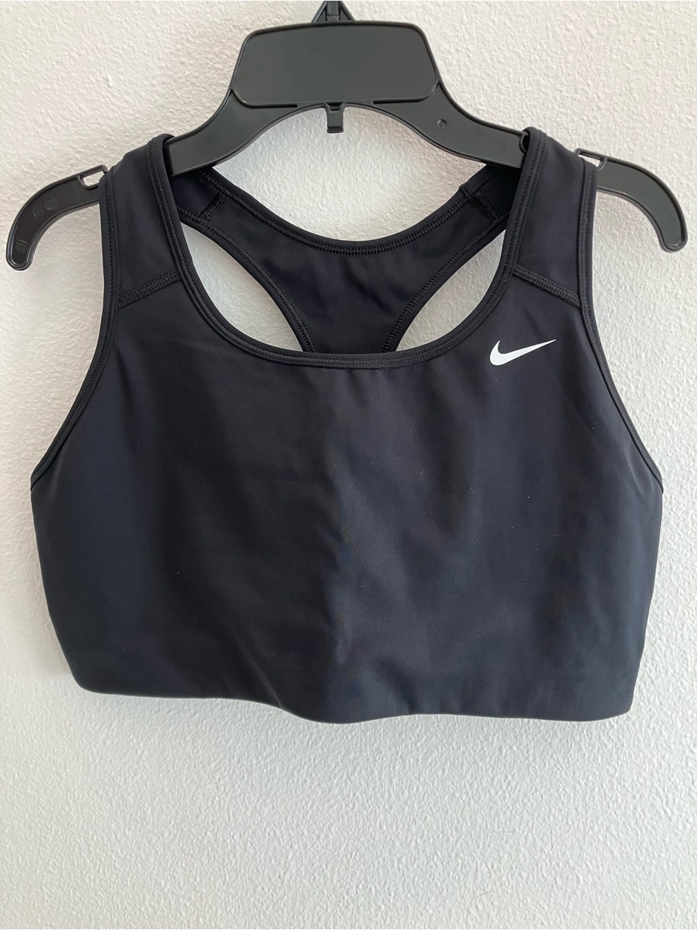Nike Black Racerback Performance Sports Bra with White Swoosh
